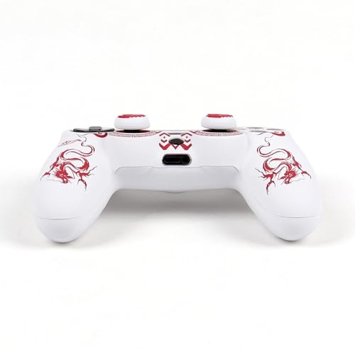 RALAN Controller Skins for PS4,Fruit Silicone Controller Cover Skin Protector Compatible /PS4 Slim/PS4 Pro Controller with 2 Cute Thumb Grips Caps… - color: White Red dargon