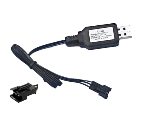 SM-3P USB Remote Control Toy Battery Charger,7.4V 1000mAh USB Charger Cable with SM-3P Plug Connector for Remote Control Toys RC Car Truck Boat Toy 1pack/30in