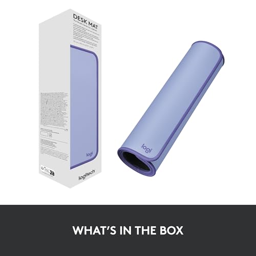 Logitech Desk Mat Studio Series Large Pad 30L x 70W cm - Lilac | Multifunctional large pad, extended mouse surface, office desk protector, anti-slip base, spill-resistant - color: Lilac