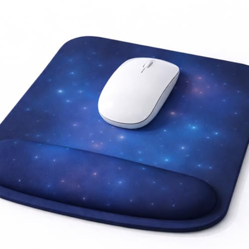 Ergonomic Memory Foam Mouse Pad with Wrist Support, Orange, Ultra-Smooth Surface, Anti-Slip Base (Galaxy, Medium) - color: Galaxy