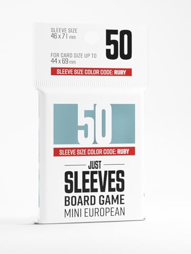 Gamegenic Just Sleeves - Mini European (50 Pack), 44×67 mm Card Sleeves | Cost-Effective Protection Compatible with Prime Ruby Size, Entry-Level Clear Sleeves for Board Games, TCGs and LCGs