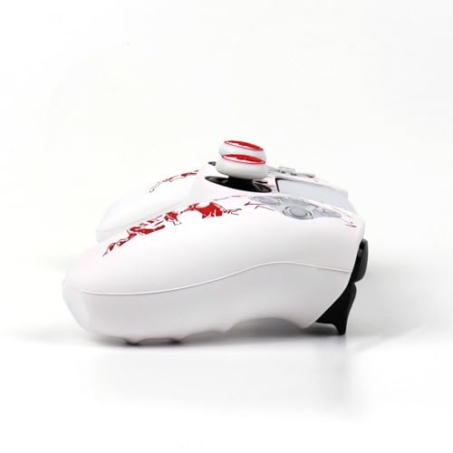 Horned Skull Controller Skin Cover Compatible with PS5/Playstation 5 Controller, RALAN Protector Case Customised Thumb Grip - color: Horned skull White Red