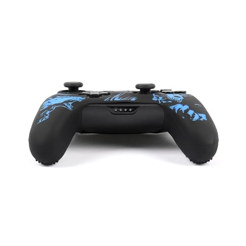 Wolf Controller Skin Cover for NS Switch Pro Controller, RALAN 1 Controller Skin+4 Customised Thumb Grips Caps Accessories - color: Wolf Black Blue