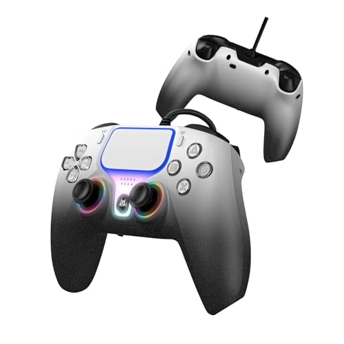 DOYO Wired Controller for PlayStation 5, PS5, PC, PS4, USB Gamepad Joystick for Windows 7/8/10, Laptop, Steam - Dual Vibration, Turbo, Hall Effect Trigger, 6 Axis Gyro Sensor, 3.5mm Audio Jack - color: Gray-Wried