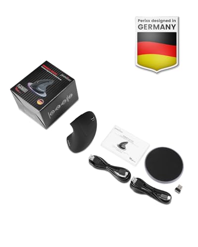 Perixx PERIMICE-813RX Wireless Rechargeable Vertical Mouse - Multi-Device spec - Duo Wired and Wireless Charging Feature -The Included Charger Compatible with iPhone, AirPods, and AirPods Pro - style: Wireless Rechargeable with Charging Pad