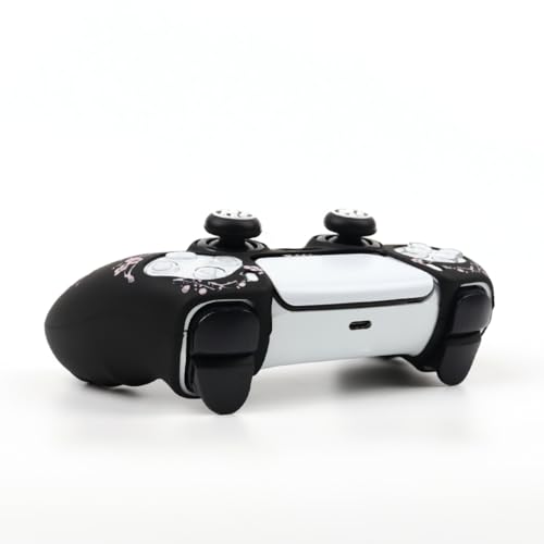Cat Among Blossoming Branches Controller Skin Cover Compatible with PS5/Playstation 5 Controller, RALAN Protector Case Customised Thumb Grip - color: Cat Black Pink