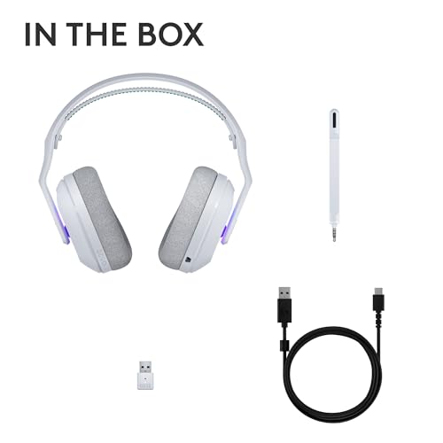 Logitech G522 Lightspeed Wireless Gaming Headset - White | For PC, 2.4 GHz, Bluetooth & USB-C , <60 Hr Battery, 48 kHz/24 bit Audio, Detachable 48 kHz/16 bit Blue VO!CE Mic, RGB - color: White