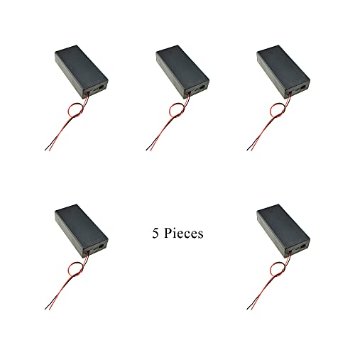 HAHIYO 18650 Battery Holder Bundle with Wire Sturdy Cover Flexible Springs Contact Build-in Switch Batteries Black Case Easy Install 5 Pieces for Wall Clocks Ham Radio Kids Toys - style: 18650-2-5P