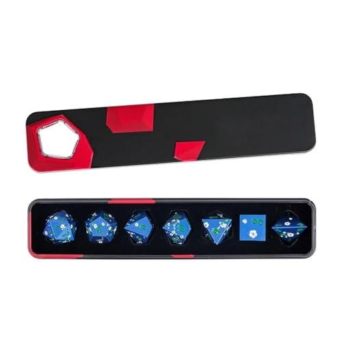 UDIXI DND Metal Dice Set, Flower Solid Metal RPG Dice Set Blue for D&D | White Flower, Metal Case Packaging, Heavy Metal Dice, D&D Gift, for Dungeons and Dragons Role Playing Games Tabletop Games - color: Flower/Bluegreen