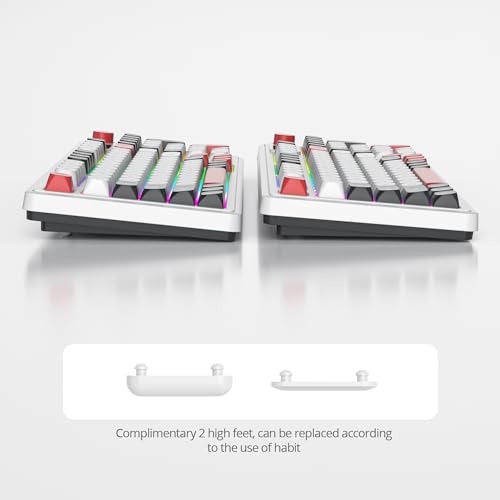 Fogruaden 96% Wireless Quiet Silent Gaming Keyboard with Number Pad & Knob, Mechanical Feel, Spill-Resistant, Multimedia Keys, Wired/BT/2.4G, USB Rechargeable Membrane Computer Keyboard for Win/Mac - color: White