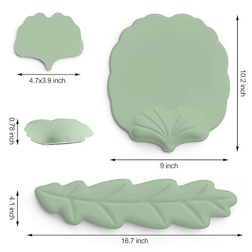 Keyboard Wrist Rest and Mouse Pad with Wrist Support Set, Ergonomic Leaf Shape Mouse Pad with Non-Slip Base, Pain Relief Memory Foam Mousepad for Computer,Laptop,Home Office, Green - color: Green