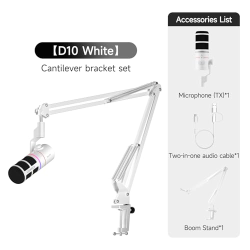 COMICA EJoy D10(A) USB/XLR Dynamic Gaming Mic with Boom Arm, Noise Cancel | Cardioid Dynamic Capsule, 48khz/24bit, 4-Level Gain & Real-Time Monitor, Streaming Microphone for Gamers Pc/Laptop/Ps5 - color: White