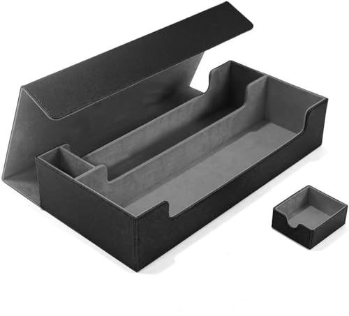 Premium Trading Card Game Storage Box for 800+ Sleeved Playing Card Game Holder & Organizer with Mat Case - color: Black - 800 Cards
