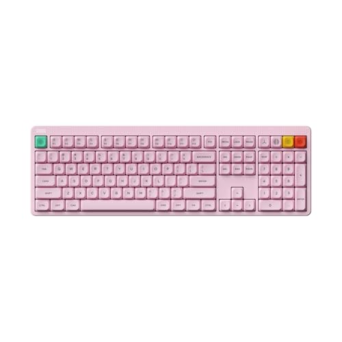 NuPhy Node100 Wireless Mechanical Keyboard, Hot Swappable Custom Bluetooth Keyboard, 109 Keys Computer Gaming Keyboards, Supports Touch Gestures, PBT Keycaps, RGB Backlit, Bluetooth/2.4GHz/USB-C - color: Pink, size: High-profile Red Max Switch
