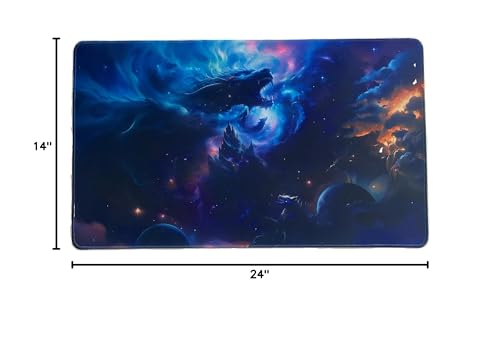 Foxtrot Designs TCG Playmat, Cosmic Dragon in Space. 24in x 14in, Premium Stitched Edges, Non-Slip Base for MTG and Other Trading Card Games. MTG Playmat. (Cosmic Hunger) - color: Cosmic Hunger