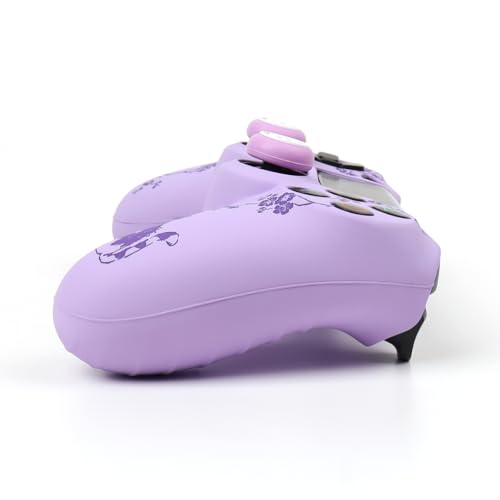 Cat Among Blossoming Branches Design Controller Skin Cover with 2 Thumb Grips Compatible with PS4/Playstation 4 Slim/Pro Controller - color: Cat Purple