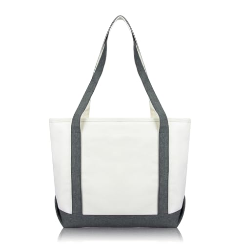DALIX Daily Shoulder Tote Bag Premium Cotton in Gray - color: Gray