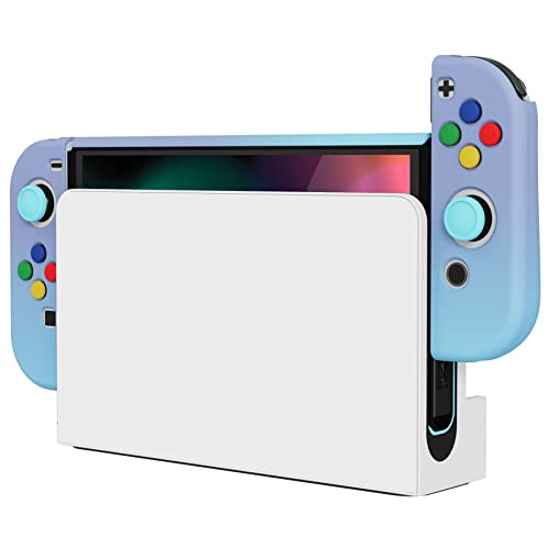 PlayVital AlterGrips Protective Slim Case for Nintendo Switch OLED, Ergonomic Grip Cover for Joycon, Dockable Hard Shell for Switch OLED w/Thumb Grip Caps & Button Caps - color: Gradient Violet Blue