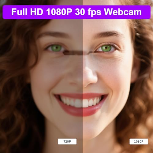 1080p Hd Webcam with Microphone, Wide Angle USB Computer Camera for Pc Mac Laptop, Plug and Play