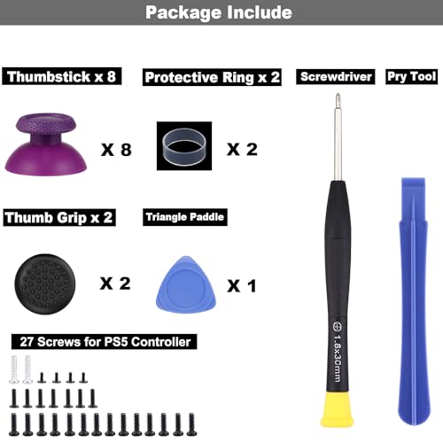 8 Pack Purple Replacement Thumbsticks for DualSense PS5 Controller, Custom Analog Thumb Stick Joystick Grip Replacement for PlayStation 5 Controller, for PS4 All Model Controller - size: Purple