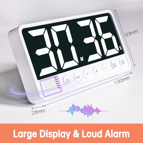 Digital Kitchen Timer - 7.1” Extra Large Display LED Magnetic Rechargeable Countdown/Up Timer, w/6 Alarms 4 Levels Volume Memory Function for Cooking, Classroom, Office, Home Gym(Black) - color: Black