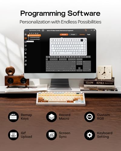 EPOMAKER X Aula F75 MAX Wireless Mechanical Keyboard with TFT Screen and Knob, Gasket Keyboard in 75% Layout, Hot Swappable Gaming Keyboard for PC/Mac/Linux (Caramel) - color: Caramel