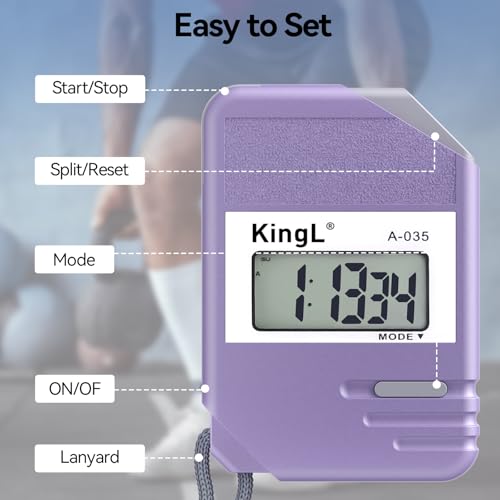 2 Pack Digital Stopwatch Timer with Large Display,Lap Split Mode, Waterproof Handheld Timer for Coaches, Teachers, Kids, Running, Swimming, Training(Purple-2 Pack) - style: style1-2pack/Purple