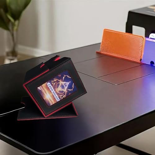 CMFYlive Card Deck Box for Commander deck box MTG Deck Box Gamegenic Deck Box Fits 100+ Double Sleeved Cards Magic Commander Card Storage Box with 2 Dividers and 2 Toploader Fit for TCG Magic Cards - color: Black/Red