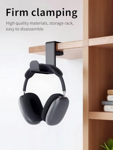 Headphone Hook,Headphone Stand,PC Gaming Headset Holder for Desk,Desk Headphone Hanger,Desk Hook with 360-Degree Adjustable Rotation - color: Black