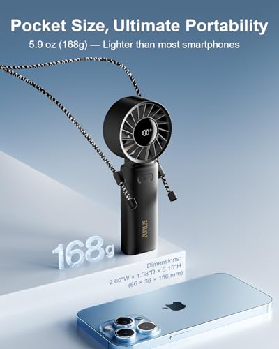 SOTHING 3-IN-1 Portable Handheld Turbo Fan, 15000-RPM, 19Hrs Cooling, 1-100 Speed, Digital Display, 120° Foldable Design, Mini Portable Fan for Travel, Personal Cooling Device for Men/Women, Outdoor - size: High-Speed
