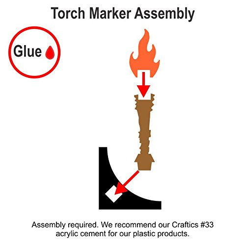 LITKO Light Bearer | 15mm Fantasy RPG Miniatures | Orange Torch | Set of 3 | Cradles the model's round base | Laser-cut acrylic flame | Dungeon & crypt marker | Glue assembly - style: Black Torch Bearer
