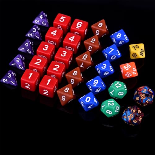 Extended Dice RPG Set | 15 x 31 Polyhedral Dice (465 Piece) for DND5E Tabletop Adventure Games (15 Colors - Classic) - color: 15 Colors - Classic