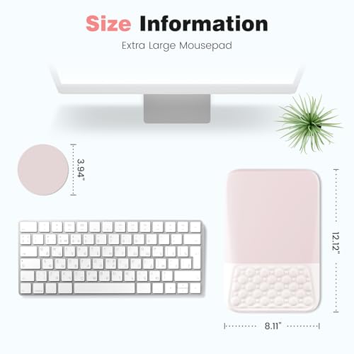 Ospelelf Mouse Pad with Wrist Rest Ergonomic Comfortable Pain Relief Mousepad Wrist Support for Computer Solid Pink - color: Solid Pink