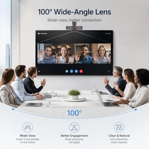 Angetube 4K Webcam with AI Tracking, 100°Wide Angle, Remote Control 4K Web Camera/10X Digital Zoom,1080P 60fps Web cam with HDR/Dual Noise Cancelling Mics for Video Calls/Meetings/Streaming/Skype/Zoom