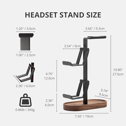 muso wood 2-in-1 Gaming Controller Stand, Headphone Holder, Desktop Headset Stand for Game Controllers and PC Earphone Accessories