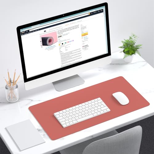 Dapesuom Large Mouse Pad, Extended Gaming Mouse Mat with Stitched Edges, Full Size Desk Mats with Non-Slip Base, Computer Big Desktop Keyboard Pad for Laptop, Office, 23.6 x 11.8 in, Indian Red - color: Indian Red, size: 23.6L x 11.8W inches