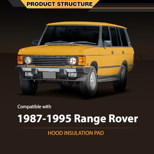 CNNELL Hood Insulation Pad 1/2" with Clips Compatible with Range Rover Classic 1987-1995 - style: 1987-1995 Range Rover Classic