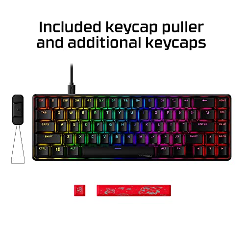 HyperX Alloy Origins 65 - Full Size Mechanical Gaming Keyboard Red Switch RGB LED Backlit Double Shot PBT Keycaps Computer Gamer Wired Linear Keyboard for PC Xbox PlayStation, Black (Renewed)