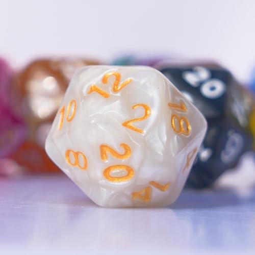10PC D20 Polyhedral Dice Set 22mm for DND RPG MTG Table Games (Pearl Color Dice) - color: Pearl Color Dice