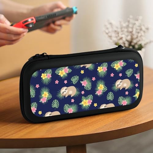 PPIKTC Protective Carrying Case for Switch, Travel Game Console Holder Bag with 15 Game Cartridges, Cute Sloths - color: Design (207)