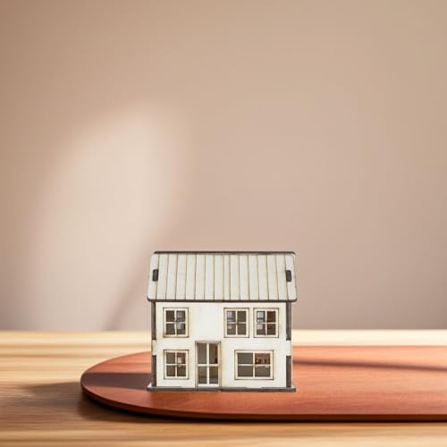 Kisangel DIY Miniature House Kit Unfinished Wood House Model for Painting and Assembly 3.66 X 3.46 X 2.44 in Small Wooden for Christmas Village Decoration Holiday Scene Craft Projects