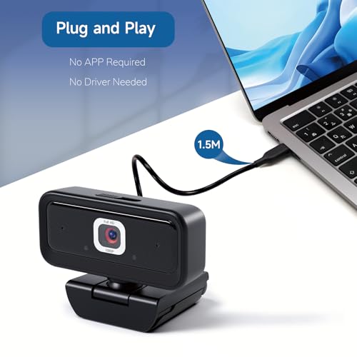 Webcam for PC, Computer Camera for Desktop, 1080P Webcam with Tripod,USB Web Cam, 2 Noise Reduction Mics, Built-in Privacy Cover,Plug&Play - style: 1080P Ultimate Cost Effective