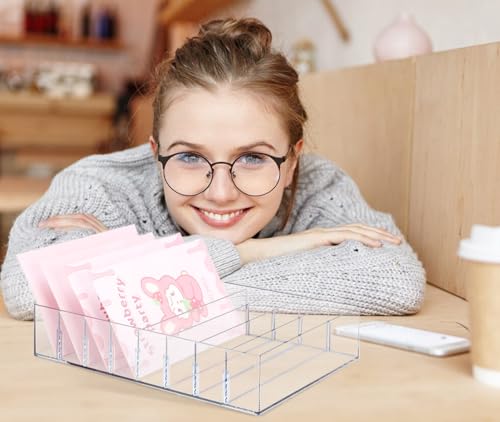 XUWAIDSGN Large Acrylic Cash Organizer 8 Section Clear Money Budget Tray Organizer Plastic Divider Bill Storage Holder for Cash Envelope (Clear)