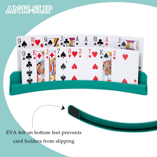 2 Packs of Double-Layer Card Holders,Playing Card Holder for Kids Adults Hands Free Card Holder for Family Card Game Nights Poker Parties - color: Green(2pack)