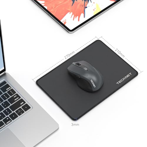 TECKNET 3 Pack Mouse Pad with Anti-fray Stitching, Waterproof Surface & Non-Slip Rubber Base with Stitched Edges Gaming Mouse Mat for Laptop,Compatible with Laser and Optical Mice - Black - color: Matte Black-3 Pack