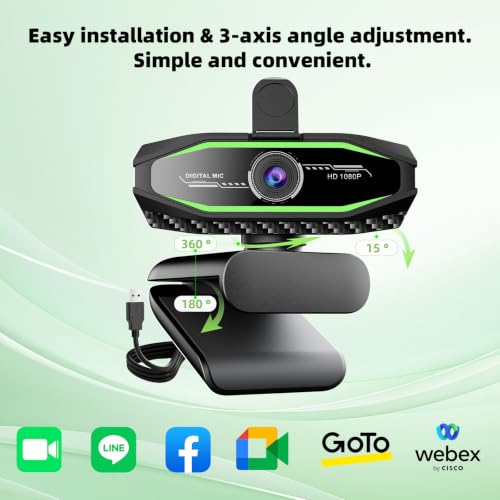 1080P HD Webcam, USB Plug & Play Computer Camera, Auto Low-Light Streaming Camera, RGB Status Light Web cam, Noise-Canceling Microphone Webcam - for Video on Laptop & Desktop