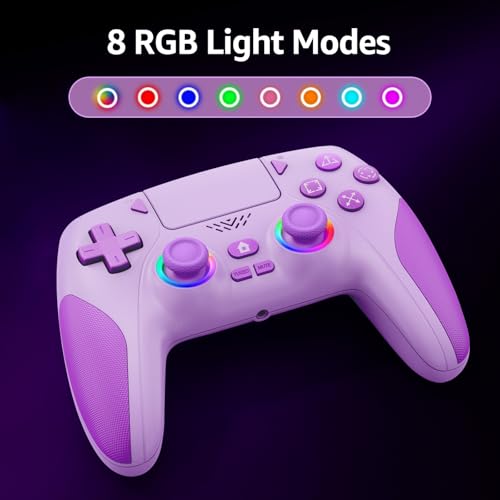 Akalyptra Wireless Controller for PS-5/PS-5 Pro/Slim/PC with Turbo/Macro/Combo, Hall Effect Controller for PS5 Support Dual Vibration, 3.5mm Headphone Jack, 6-Axis Motion Control Gamepad with Speaker - color: Purple