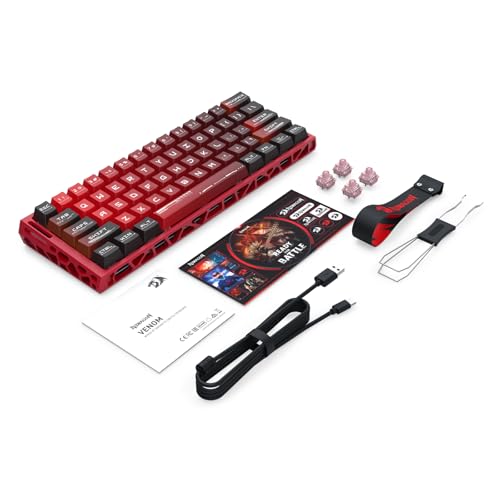 Redragon K753 HE Rapid Trigger Gaming Keyboard, 60% 61 Keys Wired Mechanical Keyboard w/Hype-Red Hollowed-Out Aluminum Base, Next-Gen UltraMag 100% POM Silky Rappid Trigger Magnetic Switch - color: Hype Red (CNC HE Version)