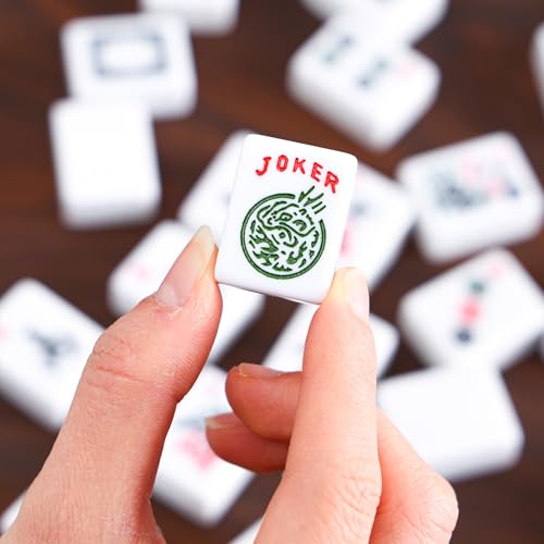 ZGME American Mahjong Set,166 White Tiles with Blue Bag and Accessories,4 Transparent All-in-One Mahjong Racks with Pushers,Complete Mahjong Set - color: Deep Blue