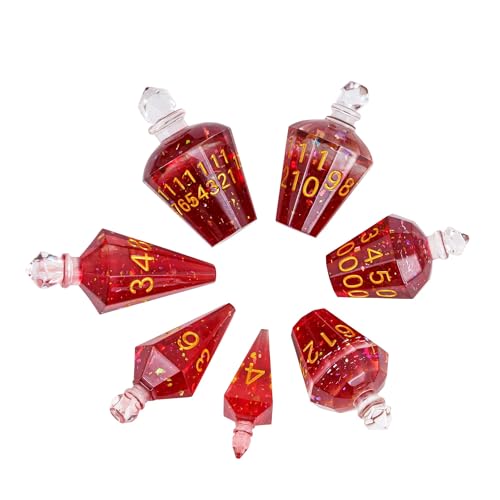 7PCS Potion DND Dice Set,Transparent Sharp Edge Dice Set D&D RPG Polyhedral Die,for Dungeons & Dragons, Pathfinder, and TTRPG Roleplaying Games (Red) - color: Red